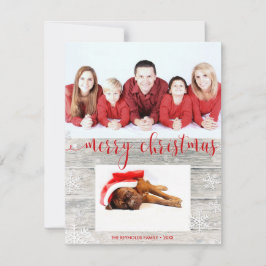 Rustic Wood Merry-kerstfotokaart Feestdagenkaart