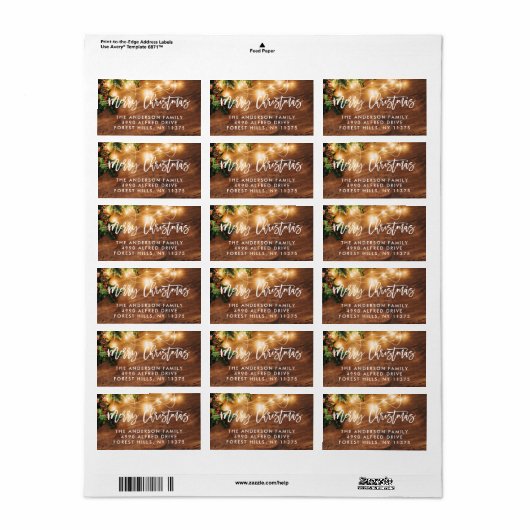 Rustic Wood Merry Kerstkerstvakantie Etiket (Full Sheet)