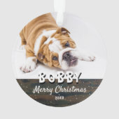 Rustic Wood Merry Kerstmis Dog Puppy Pet Photo Ornament (achterkant)