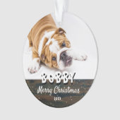 Rustic Wood Merry Kerstmis Dog Puppy Pet Photo Ornament (voorkant)
