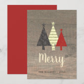 Rustic Wood Merry Kerstmis Feestdagenkaart (Voorkant / Achterkant)