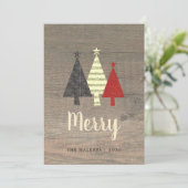 Rustic Wood Merry Kerstmis Feestdagenkaart (Staand voorkant)