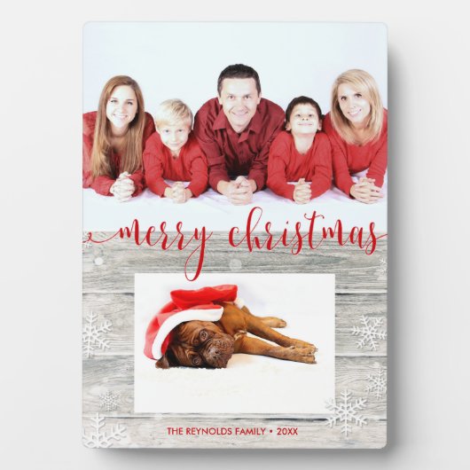 Rustic Wood Merry Kerstmis - Foto Plaque Fotoplaat (voorkant)