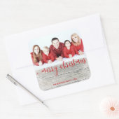 Rustic Wood Merry Kerstmis - Fotosticker Vierkante Sticker (Envelop)