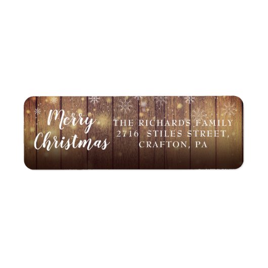Rustic Wood Merry kerstretour Label (Voorkant)