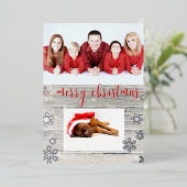 Rustic Wood Merry kerstsnowflakes script Folie Feestdagenkaart