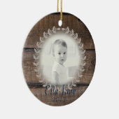 Rustic Wood met aangepaste fotoversiering Keramisch Ornament (Rechts)