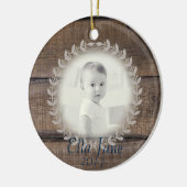 Rustic Wood met aangepaste fotoversiering Keramisch Ornament (Links)