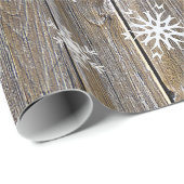 Rustic Wood met blauw en gouden Snowflakes Christm Cadeaupapier (Rol Hoek)
