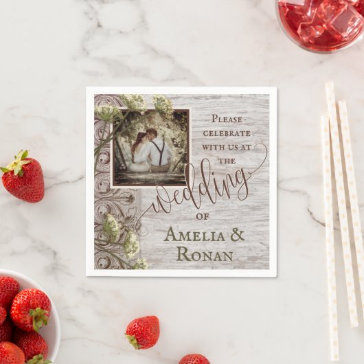 Rustic Wood met Burlap Wedding Servet (Insitu)