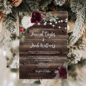Rustic Wood met kersttwitluciding Wedding Kaart