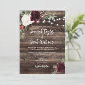Rustic Wood met kersttwitluciding Wedding Kaart (Staand voorkant)