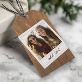 Rustic Wood met Lijst vierkant fototoestel Cadeaulabel
