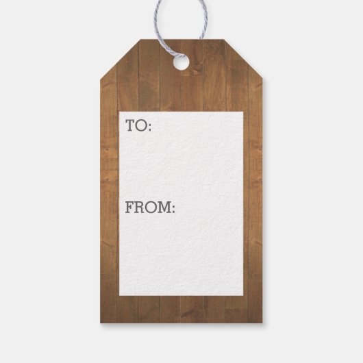 Rustic Wood met Lijst vierkant fototoestel Cadeaulabel (Achterkant)