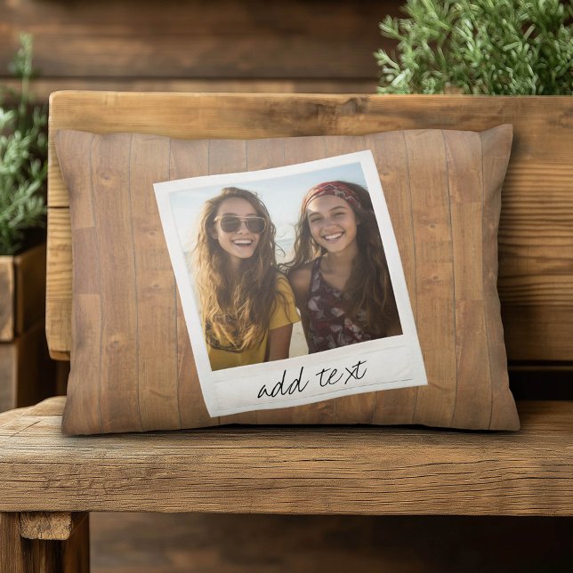 Rustic Wood met Lijst vierkant fototoestel Decoratief Kussen (Custom Pillow)