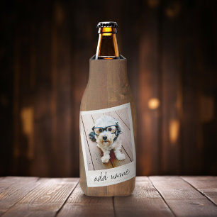 Rustic Wood met Lijst vierkant fototoestel Flesjeskoeler