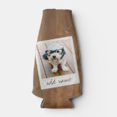 Rustic Wood met Lijst vierkant fototoestel Flesjeskoeler (Voorkant)