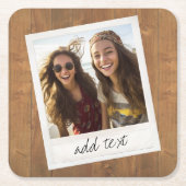 Rustic Wood met Lijst vierkant fototoestel Kartonnen Onderzetters (Voorkant)