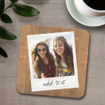 Rustic Wood met Lijst vierkant fototoestel Kartonnen Onderzetters<br><div class="desc">Voeg je favoriete afbeelding toe aan deze sjabloon.</div>