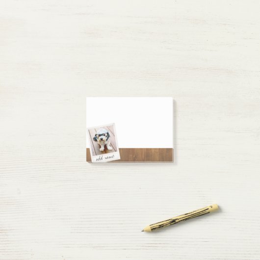 Rustic Wood met Lijst vierkant fototoestel Post-it® Notes (Op bureau)