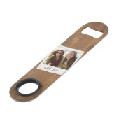 Rustic Wood met Lijst vierkant fototoestel Speed Flessenopener (Voorkant Gekanteld)