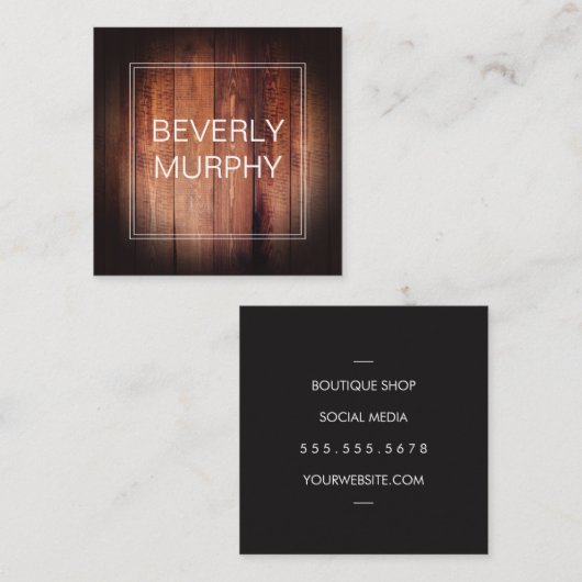 Rustic Wood met opgeruimd hout en vignet Vierkante Visitekaartje (Voorkant / Achterkant)