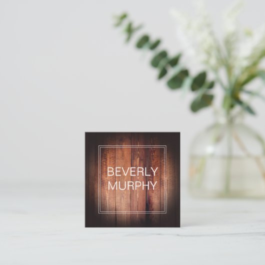 Rustic Wood met opgeruimd hout en vignet Vierkante Visitekaartje (Staand voorkant)