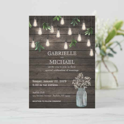 Rustic Wood met uitnodiging voor weddenschappen (Staand voorkant)