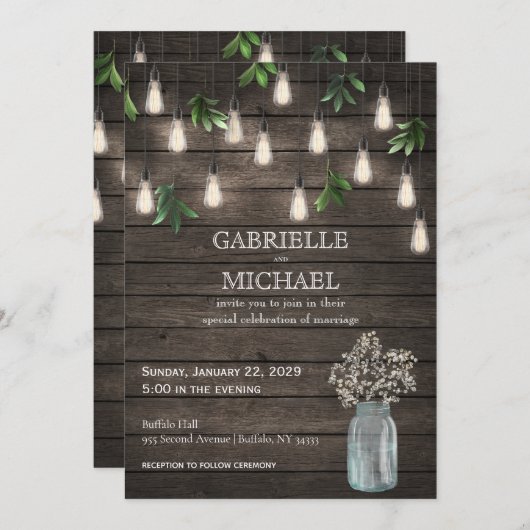 Rustic Wood met uitnodiging voor weddenschappen (Voorkant / Achterkant)