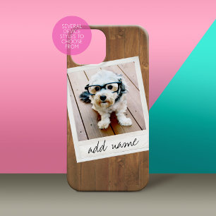 Rustic Wood met Vintage Square Photo Lijst iPhone 16 Hoesje