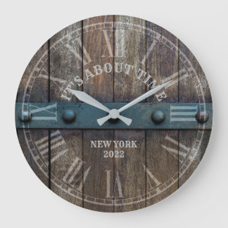 Rustic Wood Metal Antiek personalize name Clock Grote Klok
