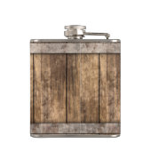 Rustic Wood Metal Band Navy Quatrefoil 3 Monogram Heupfles (Achterkant)