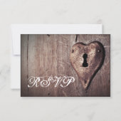 Rustic Wood Metal Heart Wedding RSVP-kaarten RSVP Kaartje (Achterkant)