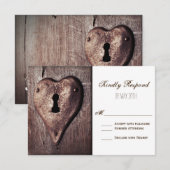 Rustic Wood Metal Heart Wedding RSVP-kaarten RSVP Kaartje (Voorkant / Achterkant)