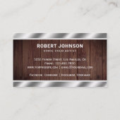 Rustic Wood Metallic Microfoon Voice Over Artiest Visitekaartje (Achterkant)