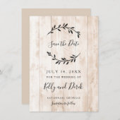 Rustic Wood Minimalist Branches slaan de datum op Kaart (Voorkant / Achterkant)