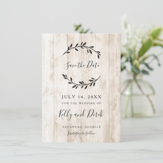 Rustic Wood Minimalist Branches slaan de datum op Kaart (Staand voorkant)