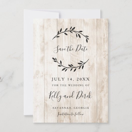 Rustic Wood Minimalist Branches slaan de datum op Kaart (Voorkant)