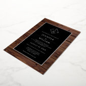 Rustic Wood minimalistisch formeel Klassiek Initia Folie Uitnodiging (Gedraaid)