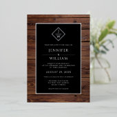 Rustic Wood minimalistisch formeel Klassiek Initia Folie Uitnodiging (Staand Voorkant)