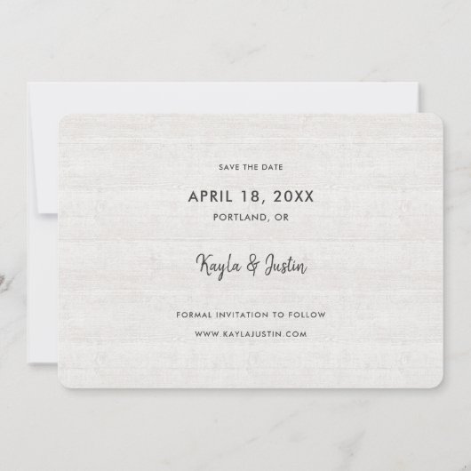 Rustic Wood Modern Borders Foto bruiloft Save The Date (Achterkant)