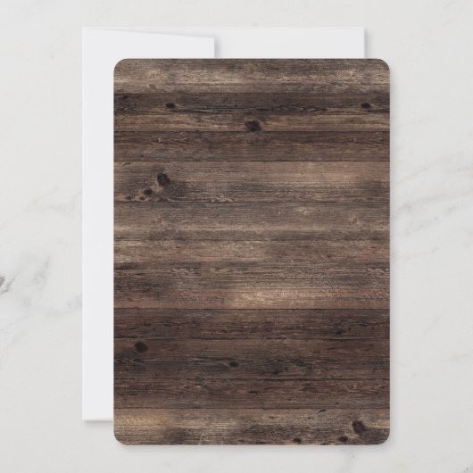 Rustic Wood Modern Country String Lights Wedding Kaart (Achterkant)