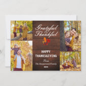 Rustic Wood Modern Herfst Thanksgiving familiefoto Feestdagenkaart (Voorkant)