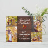 Rustic Wood Modern Herfst Thanksgiving familiefoto Feestdagenkaart (Staand voorkant)