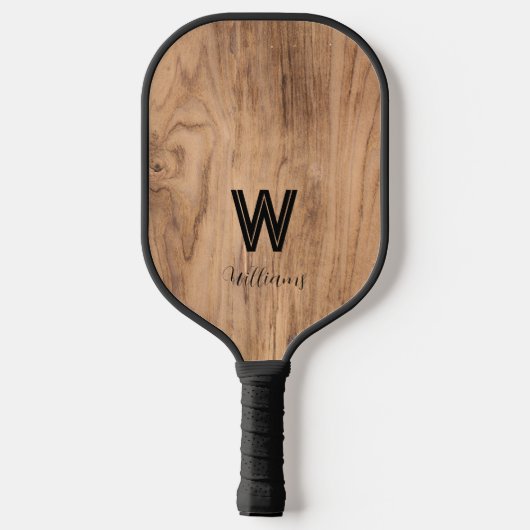 Rustic Wood Modern Monogram Pickleball Paddle (Achterkant)