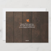 Rustic Wood Moderne Thanksgiving familiefoto Feestdagenkaart (Achterkant)