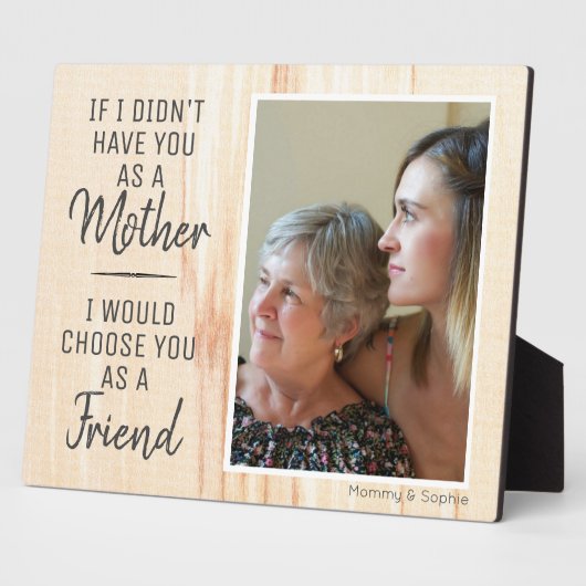 Rustic Wood Moeder Friend Custom Photo Plaque Fotoplaat (Zijkant)