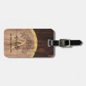 Rustic Wood Monogram Bagagelabel (Voorkant horizontaal)