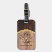 Rustic Wood Monogram Bagagelabel (Voorkant verticaal)