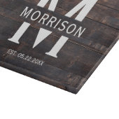 Rustic Wood Monogram Familienaam Snijplank (Hoek)